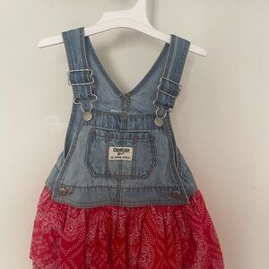 OshKosh B'gosh Blue and Red Overalls New w/o tags